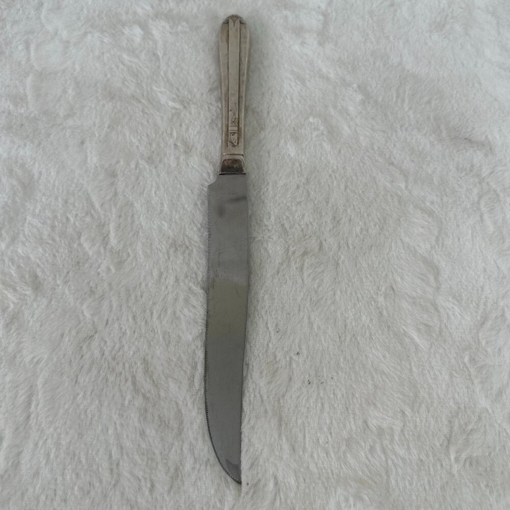 Vintage Art Deco Silverplate Unknown Pattern Flatware Steak Knife 10"